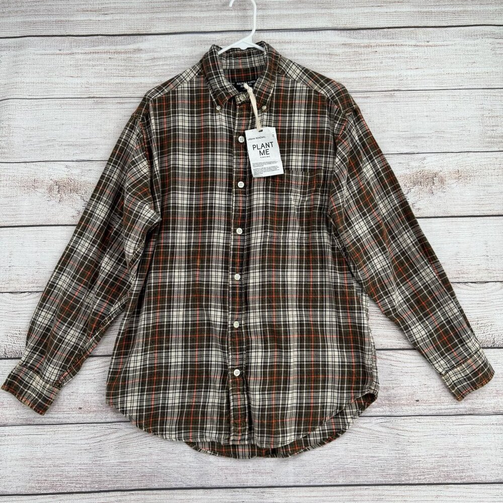 Vintage Ralph Lauren Jeans Co. Plaid‎ Button Down Flannel Shirt Men's S Green